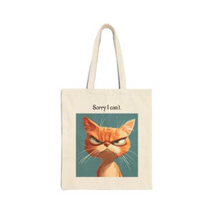 Cat Lover&#39;s Canvas Tote Bag, Funny Cat Bag, Gift for Cat Owners, Eco-Friendly Tote, Pet Themed Shopping Bag