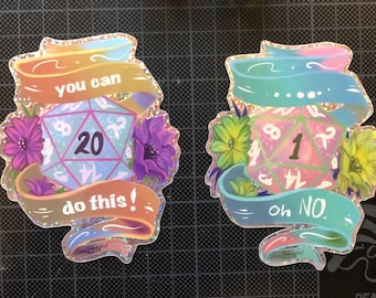 DnD dice stickers (Holographic d20 sticker Dungeons and dragons)