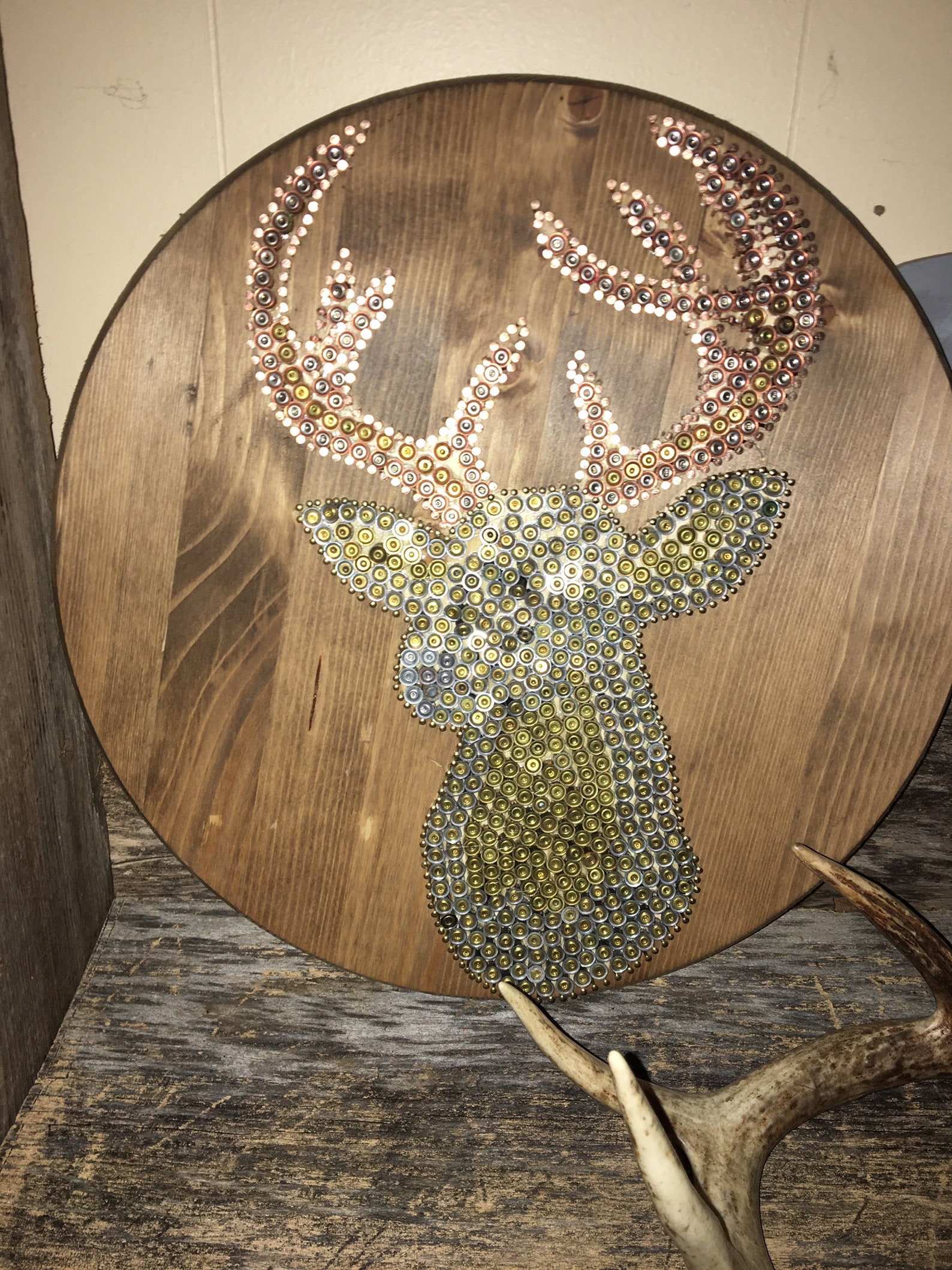 Deer Head Made From Spent Shotgun Shells Primers on Stained Etsy