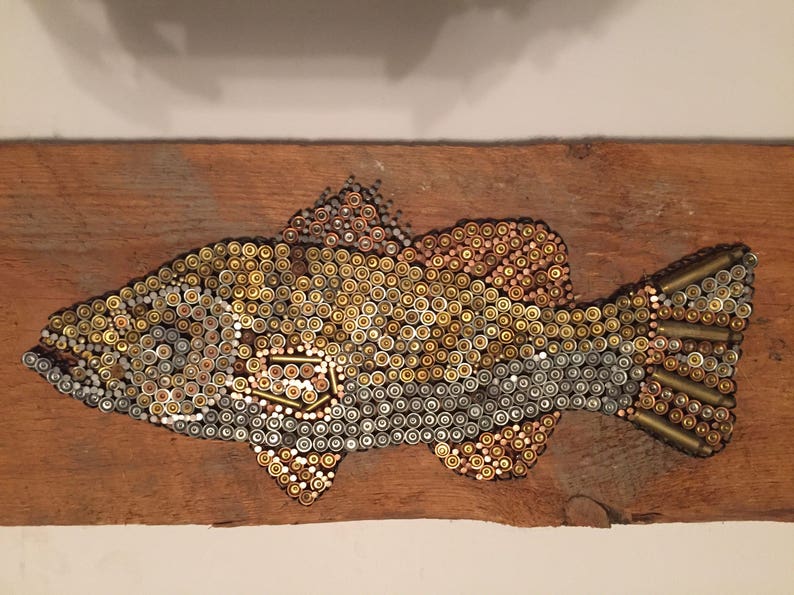 Largemouth bass made from apent primers and rifle casings