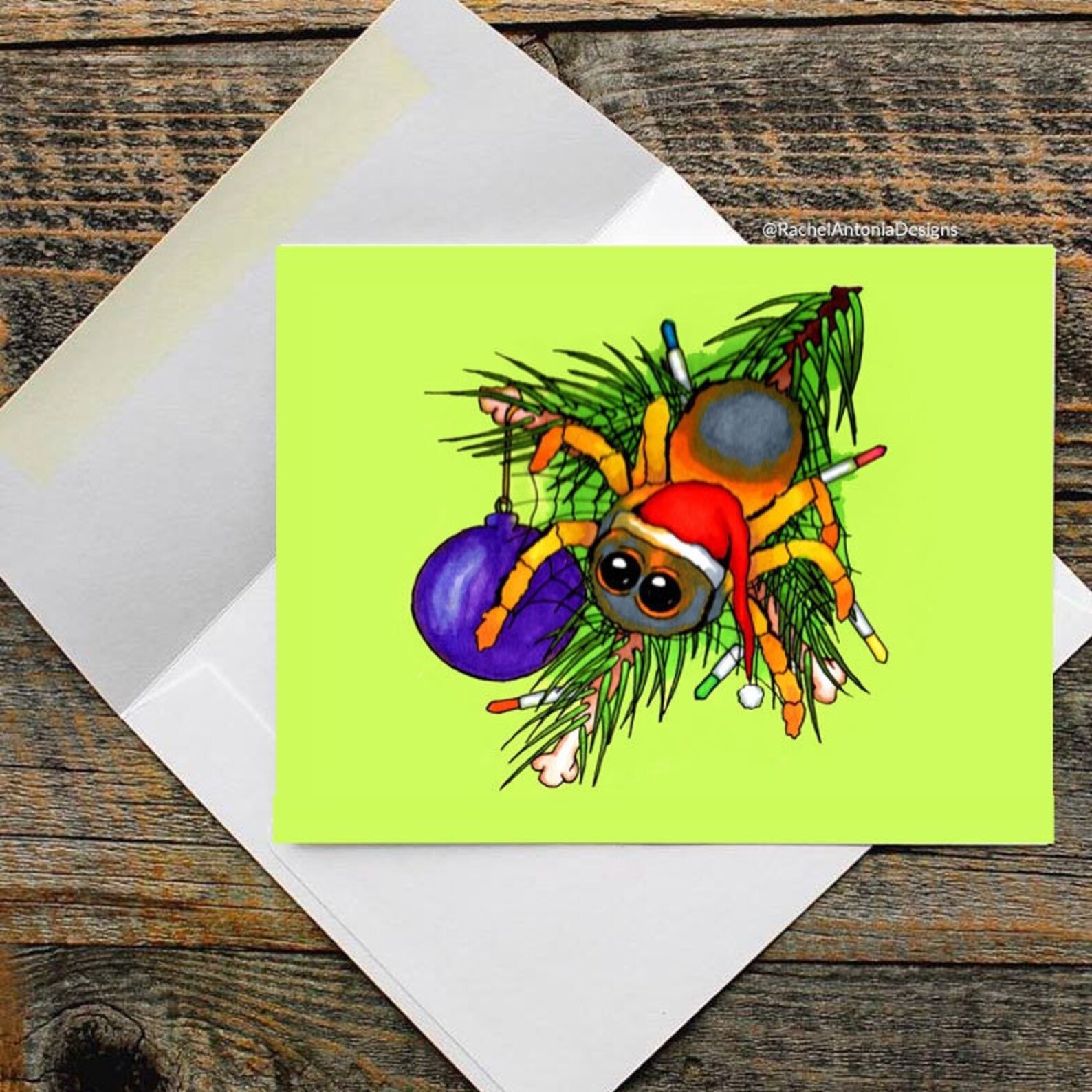 Christmas Spider Folded Greeting Cards/ Blank Cards With | Etsy