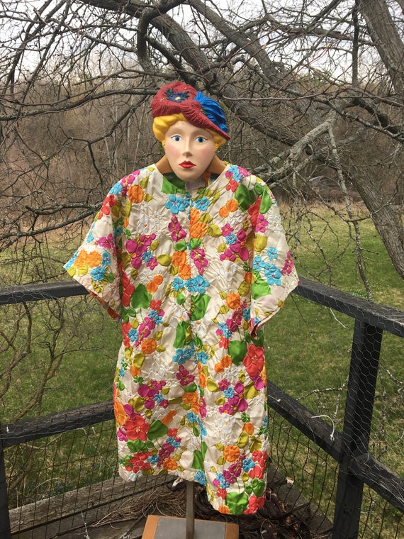 Delightful Vintage 1960's Floral Satin Nylon House