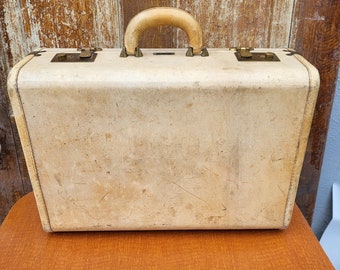Glamorous 1920's Vellum Luggage Travel suitcase STACO Samuel Trees & Co Toronto  Suitcase