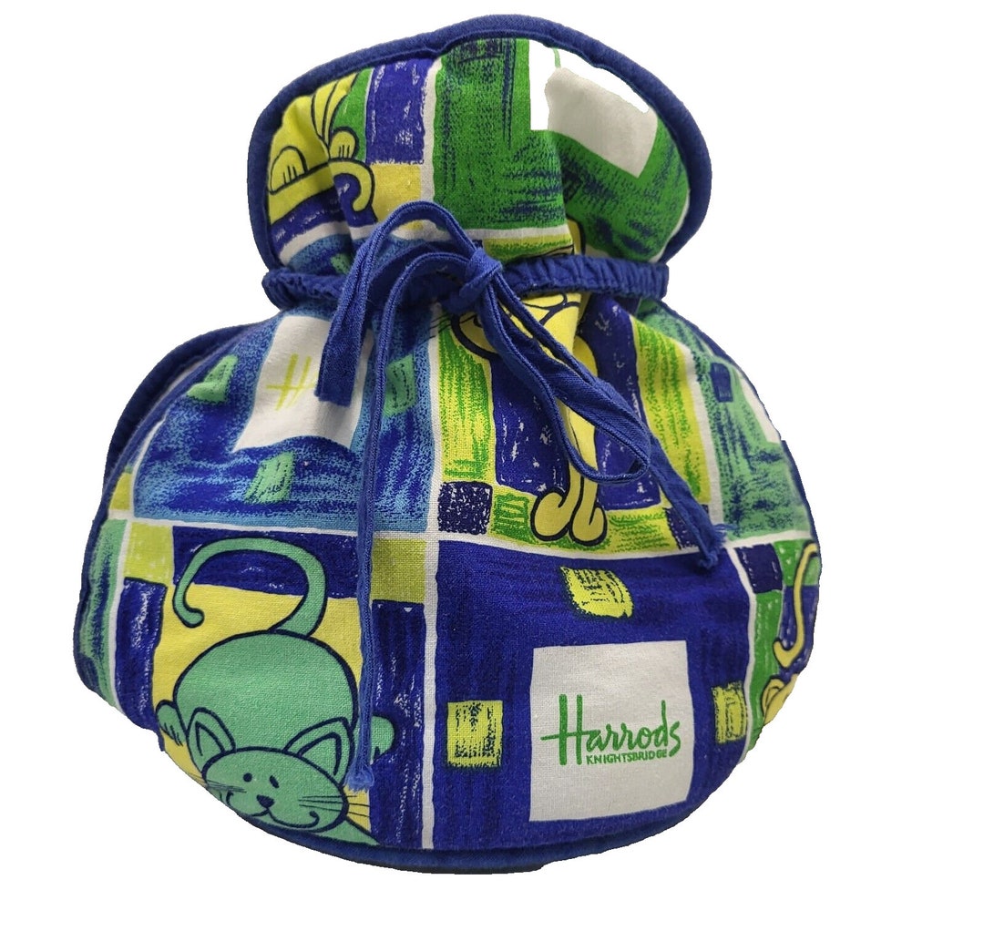 Vintage 70's HARRODS KNIGHTSBRIDGE Teapot Cozy Cover Padded Green