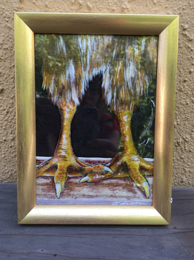 Chicken feet close up painting on scratchboard with acrylic | Etsy