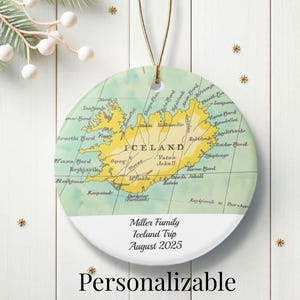 Personalized Iceland Map Ornament: Couples Adventure Christmas Decor
