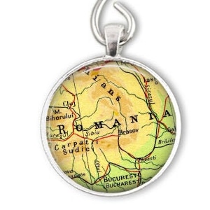 Romania Ornament, Bucharest Ornament, Romania Keychain, Romania Map Gift, Bucharest Gifts, Gift Under 20, Gift Under 15, Travel Gift