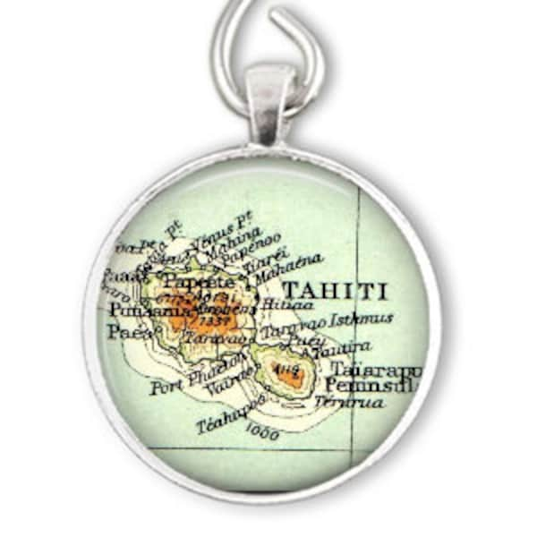 Tahiti personalized Christmas ornament, Bora Bora Key Chain, Custom husband gift, also available as a bottle opener keychain or map pendant