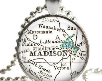 Madison Wisconsin Map Pendant - Madison Wisconsin Map Necklace