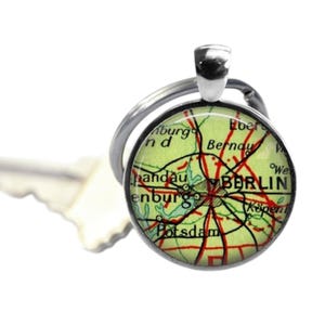 Berlin Germany Map Keychain: Vintage Map Pendant, Travel Gift