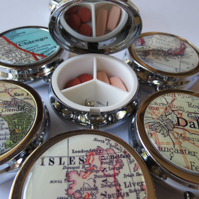 Personalized Pill Case Round Pill Box Gift for Girlfriend Etsy