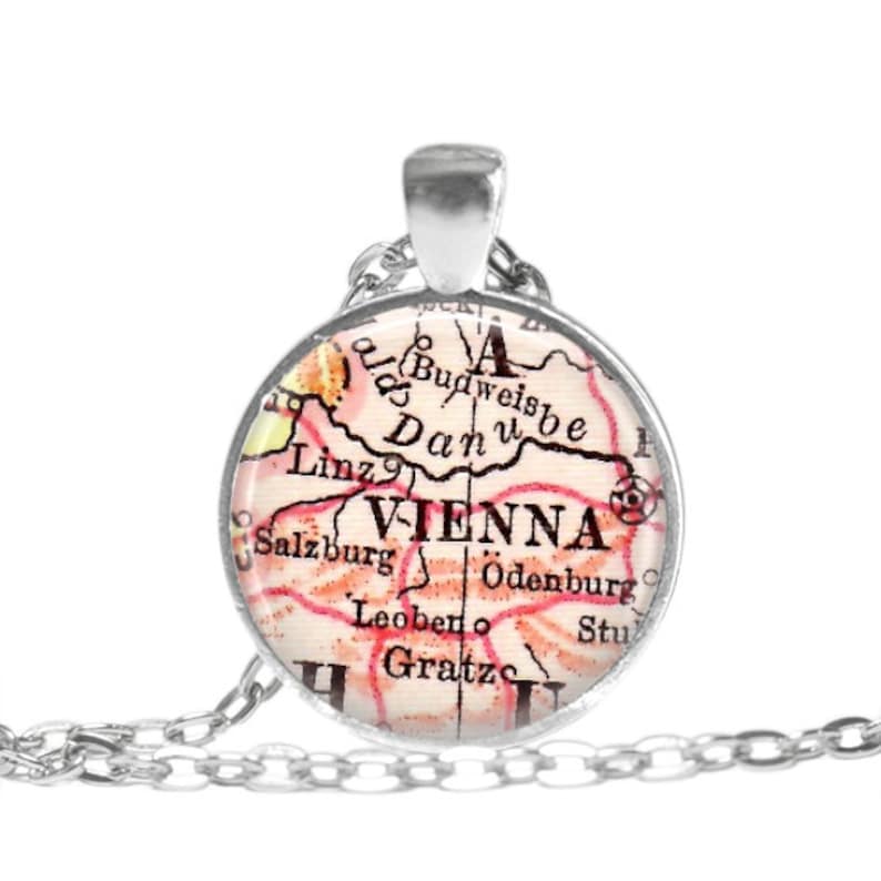 Vienna Austria map necklace Austrian necklace charm Vienna Etsy