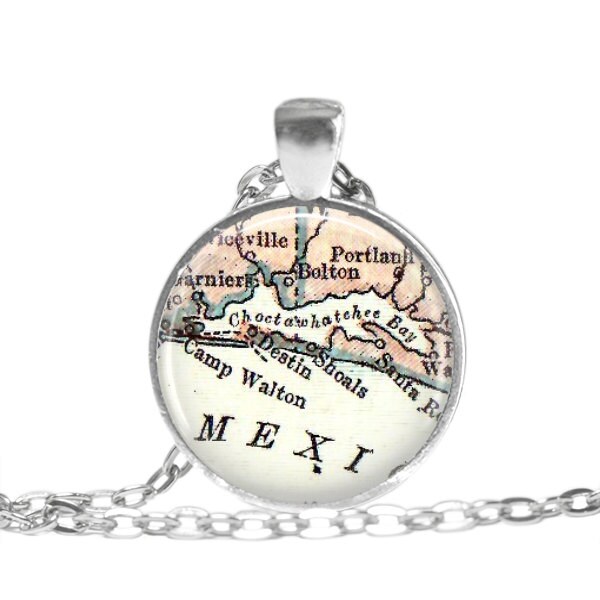 Gifts for Best Friends, Destin Florida map necklace pendant charm, map jewelry, Destin keychain, Destin Key Chain, gift idea, A216