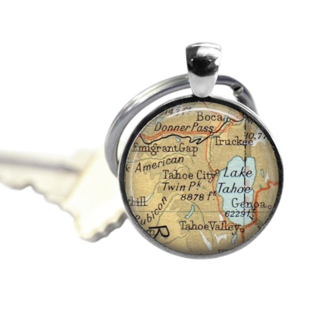 Lake Tahoe Map Keychain: Truckee California Vintage Atlas Key Fob - Etsy