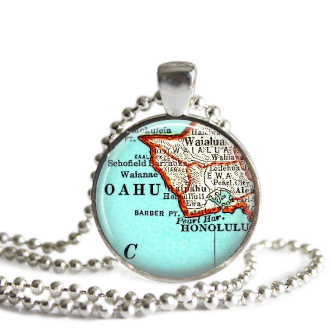 Oahu Hawaii Necklace Pendant Charm Hawaiian Jewelry Hawaiian Etsy