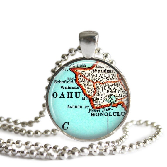 Oahu Hawaii Necklace Pendant Charm Hawaiian Jewelry Hawaiian Etsy