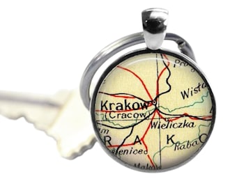 Krakow Poland Map Keychain - Custom Personalized Location Gift
