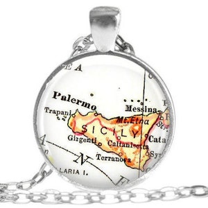 Sicily, Italy necklace pendant charm or keychain, Italian Jewelry, Italian necklace, Sicilian map jewelry, Sicily Keychain, Sicily Ornament