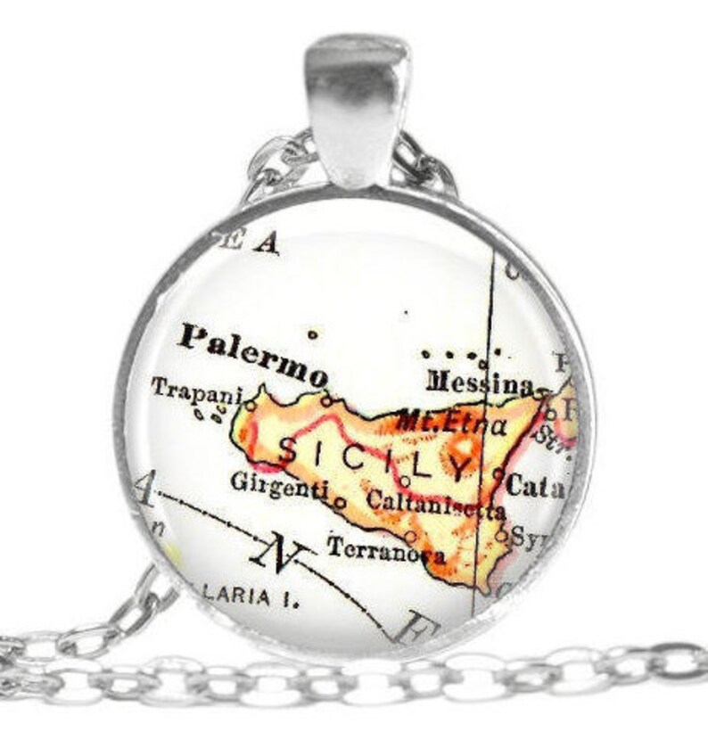 Sicily Italy necklace pendant charm Italian Jewelry Italian Etsy