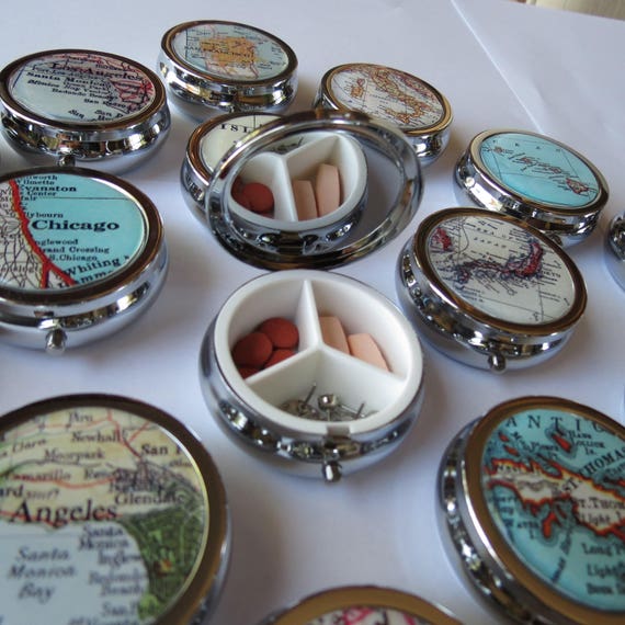 Cute Pill Box For Purse Decorative Pill Case Floral Pill Holder Mint Case  Metal