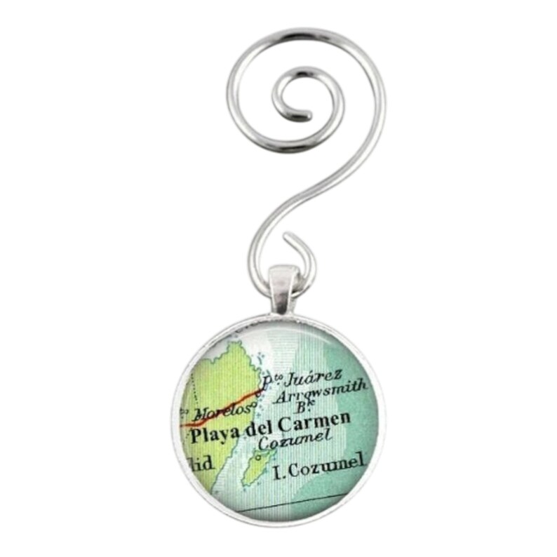 Cozumel Map Ornament: Playa Del Carmen, Vintage Travel Gift, Bronze Gift image 1