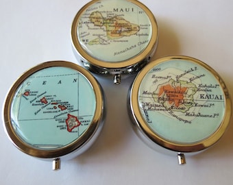 Hawaii Travel Pill Case, Christmas Gifts, Nurse Gift, Wedding Map Gift, Sister In Law Gift, Travel Accessories, Hawaii Pill Box, Pill Case