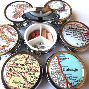 Personalized small pill case, trinket box, mint container, personalized gifts, gifts under 30, gift for girlfriend, bronze travel pillbox