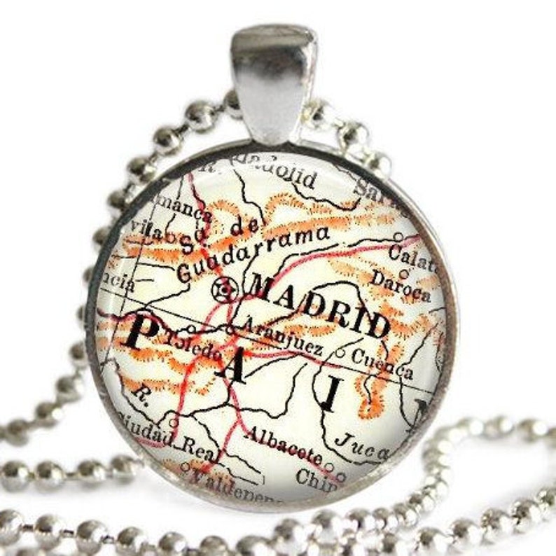 Madrid Spain Jewelry Spanish Map Necklace Spain Map Etsy