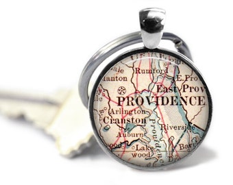 Providence, Rhode Island Keychain, Custom Map Keychain, Personalized, Graduation Gift, University Keychain, Boyfriend Keychain for Him, A290