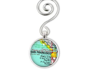 Personalized Ornament San Francisco, California Map Ornament, Christmas Gift, Unique Gift Idea, Mother Daughter Gift, Godparent gifts