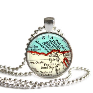 Egypt Map Necklace Pendant Cairo Jewelry, Personalized Travel Charm, Gifts for Grandma Egyptian Map Jewelry, Unique Souvenir Necklace