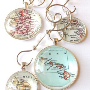 Custom Bronze or Silver Ornament Personalized with a Vintage Map with your choice of City, Country or State.