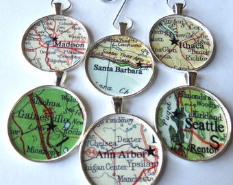 Custom College Town Ornament, University Map Gift, College Ornament, Student Graduate Congrats, University Ornament, State University gift