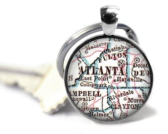 Atlanta Georgia Map Keychain 1918 - Custom Personalized Location Gift