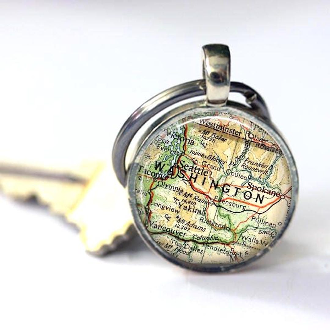 Washington Map Keychain - Seattle, Spokane and Washington State Map ...