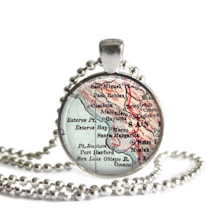 San Luis Obispo, Paso Robles, Morro Bay map necklace pendants, map jewelry, location inspirations, graduation gift, friend keychain men
