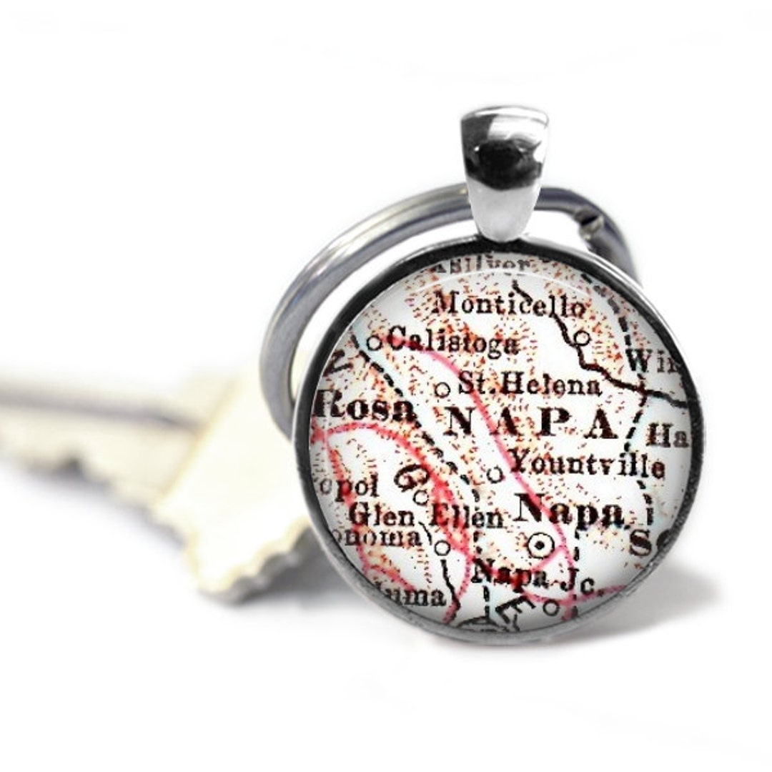 Napa Keychain, Custom California Map Keychain, Wine Country Key Chains, Gift Idea, Friend Gift