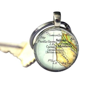 Monterey, Pacific Grove, Big Sur Map Keychain - Custom Personalized Location Gift