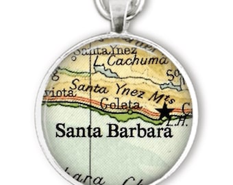 Santa Barbara CA College Town Ornament - California Map Ornament