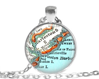 Charleston map necklace pendant, South Carolina Jewelry, Sister Gift, mother daughter gift, gifts for girls, gifts for grandma, aunt gift