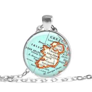 Irish or Ireland necklace, Irish Jewelry pendant, Ireland map jewelry photo pendant by Location Inspirations, Ireland travel necklace