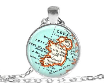 Irish or Ireland necklace, Irish Jewelry pendant, Ireland map jewelry photo pendant by Location Inspirations, Ireland travel necklace