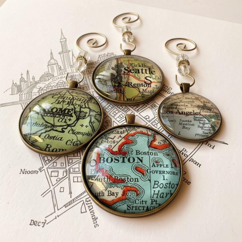 Cozumel Map Ornament: Playa Del Carmen, Vintage Travel Gift, Bronze Gift image 2