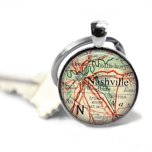 Nashville Map Keychain: Tennessee Vintage Atlas Keyring