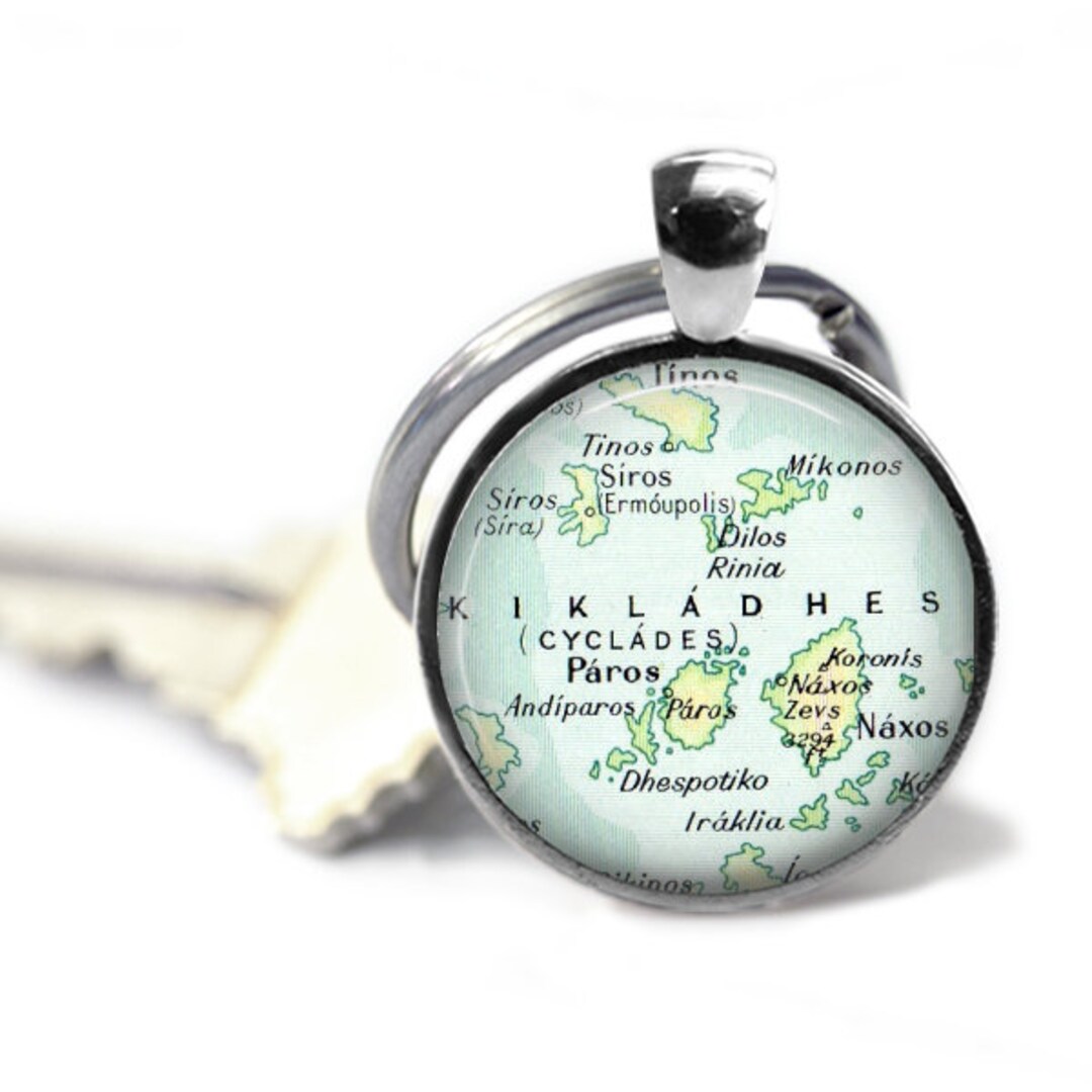 Greek Islands Keychain Greece Key Chains Engagement Gift Etsy