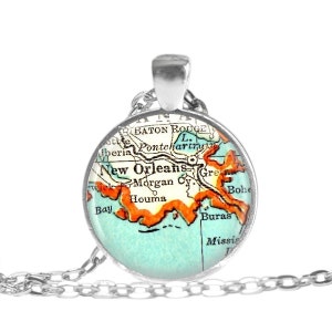 New Orleans jewelry, map necklace pendant charm, Louisiana necklace, Map Jewelry by Location Inspirations, mothers gifts, mom gift, A238