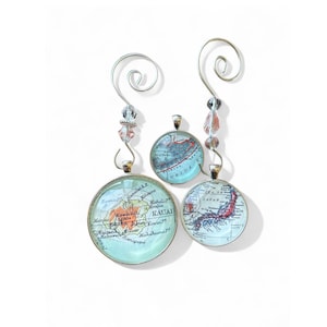 Map Christmas Ornaments Set, Custom Ornaments, Customized Map Locations, Personalized Home Décor, Wedding Ornament, Personalize ornament set