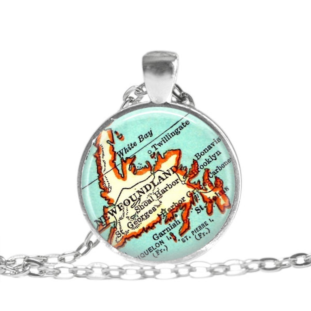 Newfoundland, Canada Map Jewelry, Newfoundland Map Necklace Pendant