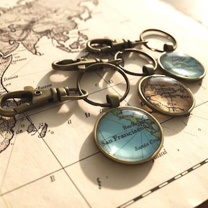 Custom Map Keychain - Custom Personalized Location Gift - Personalized Bronze Map Keychain, Father's Day Gift