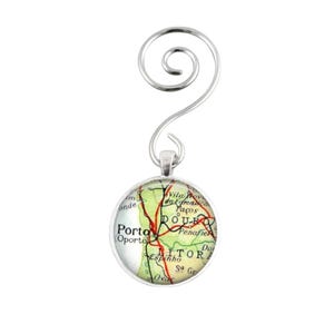 Porto Portugal Map Ornament: Silver Plated Travel Gift